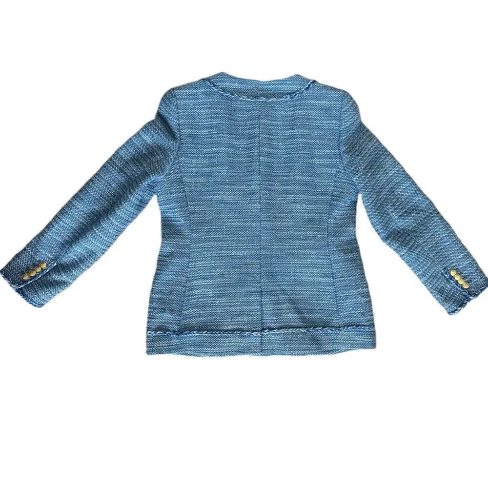 J.Crew Long Lady Jacket Blazer in Sequin Tweed Blue 10